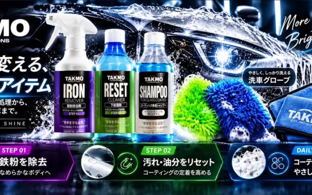 愛車の輝きを極める！TAKMOカープロテクションズからガラスコート性能を引き出す新製品3種が登場
